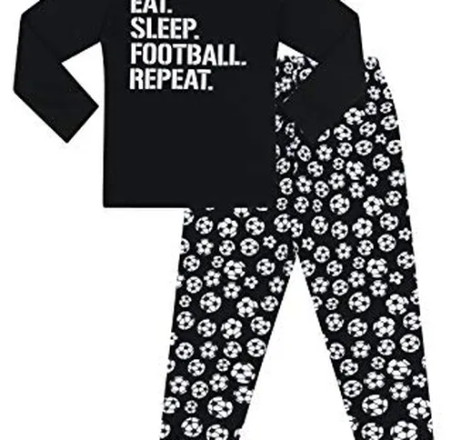 The Pyjama Factory - Pigiama lungo da ragazzo con scritta in inglese "Eat Sleep Football R...