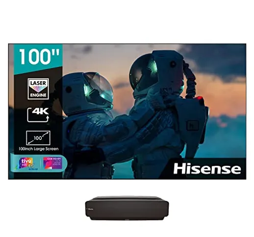Hisense Laser TV 100" con schermo luminoso 350nit, Risoluzione 4K, HDR10, Smart TV VIDAA 4...