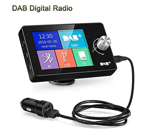 LEXXSON Adattatore radio DAB per auto con display colorato da 2,8 "Trasmettitore FM Blueto...