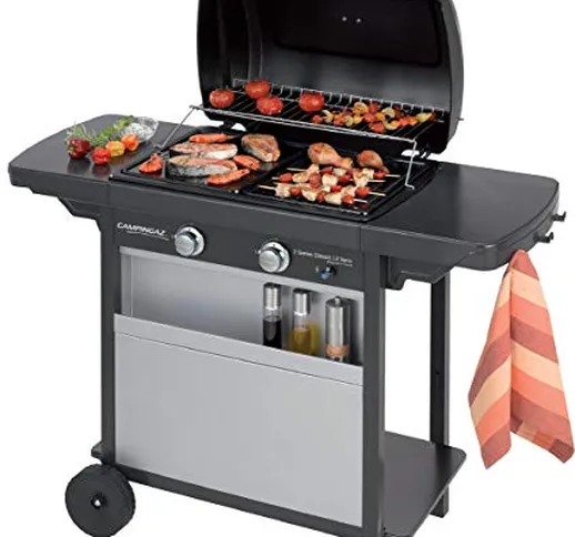 Campingaz 2 Series Classic LX Vario Barbecue a gas, BBQ con 2 bruciatori, 7,5 KW, piastra...