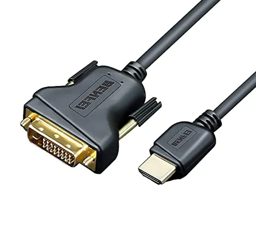 BENFEI Cavo da HDMI a DVI 0,9 m, Bi direzionale DVI-D 24+1 a HDMI Adattatore ad Alta veloc...