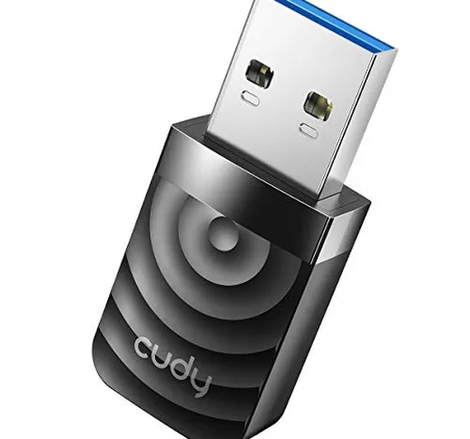 Cudy WU1300S Adattatore USB 3.0 WiFi AC1300Mbps per PC, Dongle WiFi USB 400 Mbps + 867 Mbp...