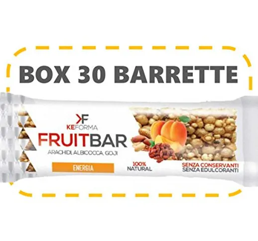 KeForma FruitBar box da 30 barrette da 30 g. Arachidi, Albicocca, Goji senza edulcoranti