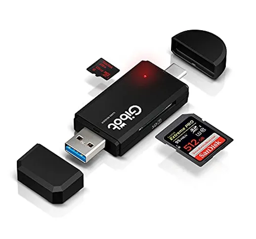 Gibot Lettore di Schede,3.0 USB Adattatore Micro SD di Tipo C Lettore SD Card per SDXC,MMC...