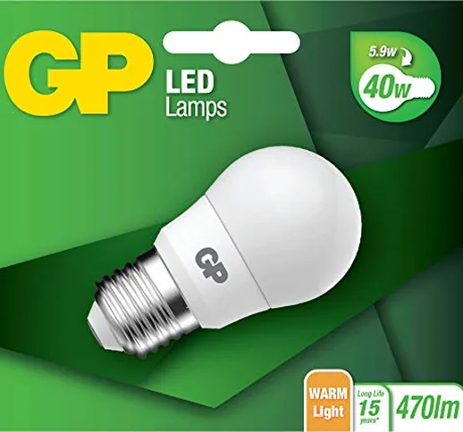 GP Lampada a LED E27, 6 W, Bianco Caldo, 14 x 12 x 4,5 cm