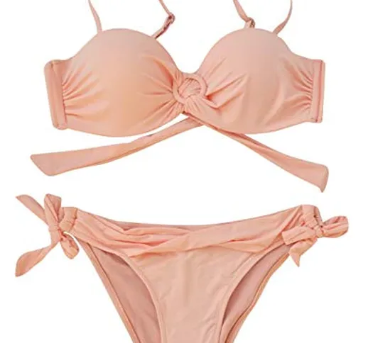 Mermaid - Set bikini da donna, con reggiseno a coppa e anello e slip classico, costume da...