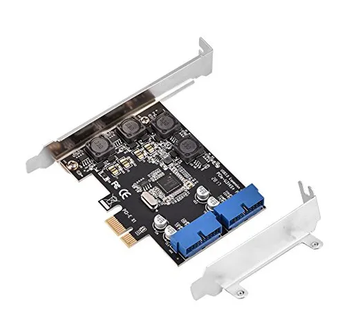 Yunir Adattatore Scheda PCI-E a 2 Porte 19 Pin USB3.0, PCI-Express a modulo Scheda USB 3.0...