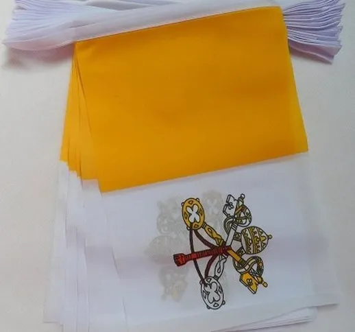 AZ FLAG Ghirlanda 12 Metri 20 Bandiere Città del Vaticano 45x30cm - Bandiera VATICANA 30 x...