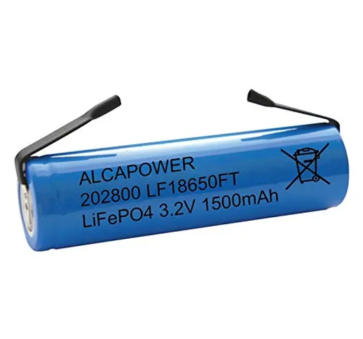 BATTERIA RICARICABILE LITIO LiFePO4 18650 3.2V 1500mAh 7/5AF LAMELLE A SALDARE