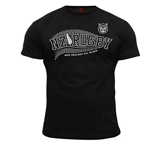 Dirty Ray Rugby New Zealand All Black maglietta T-shirt uomo KRB2 (L)