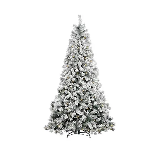 Mazzeo Albero di Natale modelllo Castagno Innevato cm 210, folto con 400 LED Luminosi