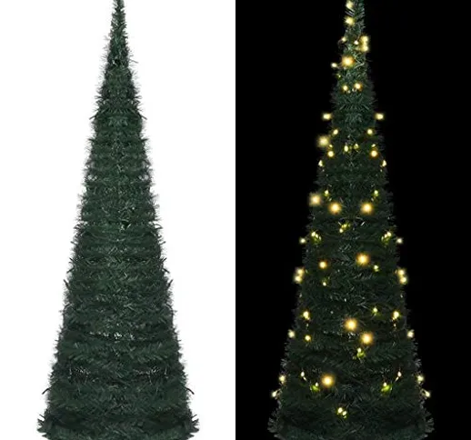 vidaXL Albero di Natale Artificiale Pop-up Stringa a LED Verde 180 cm