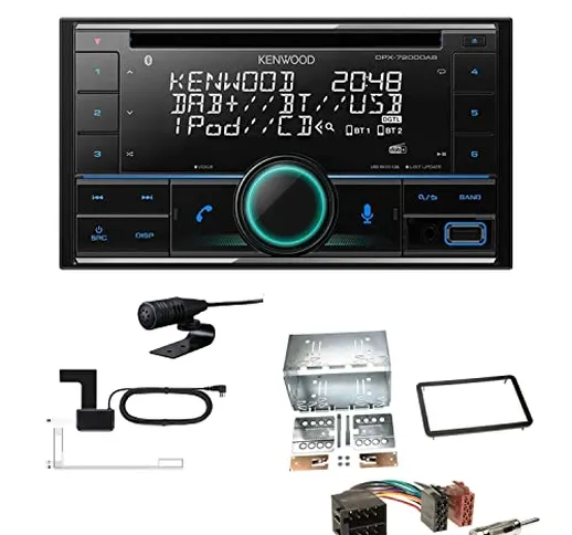 Kenwood DPX-7200DAB 2-DIN Autoradio Bluetooth CD USB DAB+ adatto per Alfa Romeo 159 2005-2...