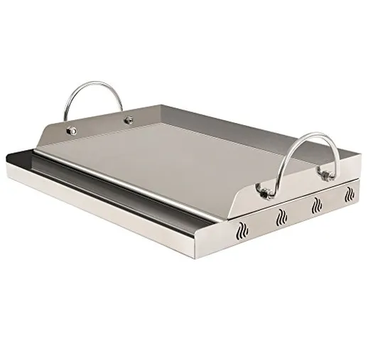 BBQ-Toro, piastra universale per grigliare, in acciaio inox, piastra per barbecue, rettang...