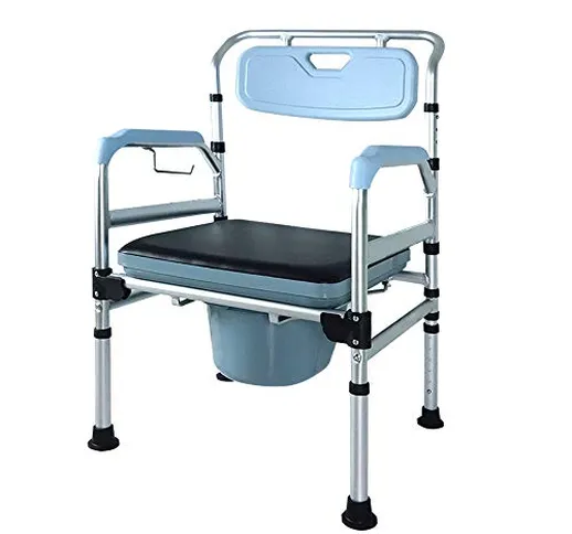 Froadp - Sedia WC mobile con telaio sicuro, regolabile in altezza, con schienale e sedile...