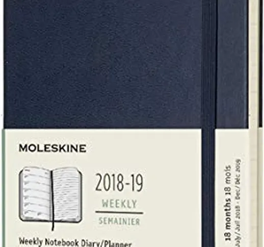 Moleskine 2018 - 2019 Agenda Settimanale 18 Mesi, con Spazio per Note, Large, Copertina Ri...