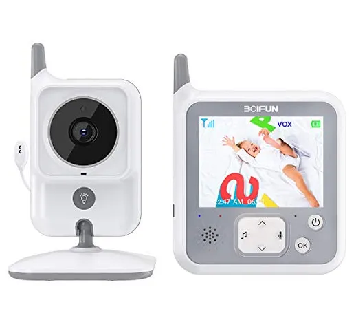 Baby Monitor, Videocamera BOIFUN,Interfono Bambini con Schermo da 3.2 '' 1150mAh,Supporto...