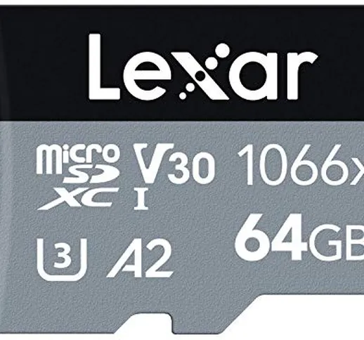 Schede Lexar Professional 1066x 64GB microSDXC UHS-I Serie SILVER, Adattatore SD Incluso,...
