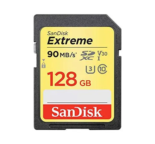 SanDisk Extreme 128GB, Scheda di Memoria SDHC Classe 10, U3, V30, velocità di lettura fino...