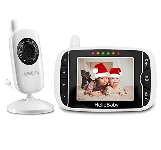 Baby Monitor, HelloBaby HB32 Visione Notturna Monitoraggio della Temperatura e 2 vie Citof...