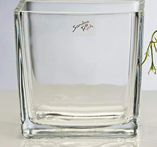 Xicaimen Vaso in Vetro Cubo Trasparente, Quadrato 14 cm Ø 14 0 x 14 0 cm