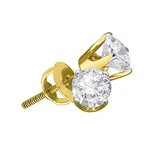 14 kt oro giallo donna uomo unisex rotondo i3 JK diamante solitario perno 1/5 Cttw