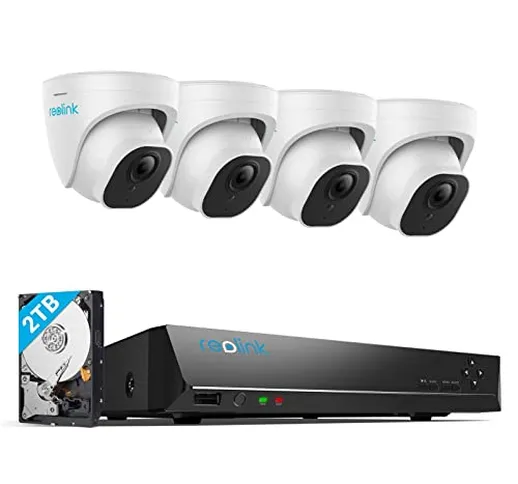 Reolink 4K Kit Videosorveglianza IP PoE, Rilevamento Intelligente di Uomo e Veicolo, 8CH 2...