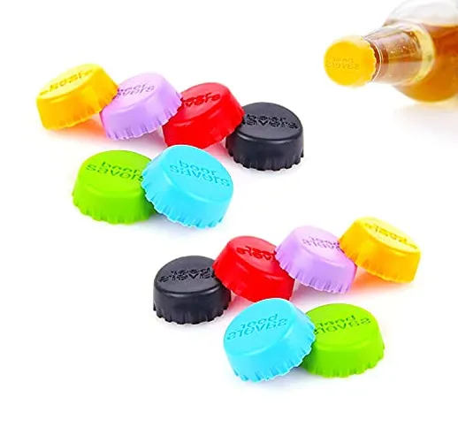 12 Pezzi silicone Capsule in Tappo per Bottiglie di Champagne Vino, corona in silicone, co...