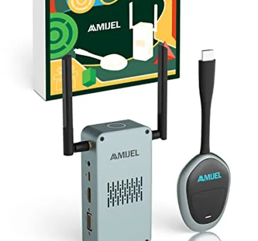 HDMI Wireless 4K, AAMIJEL Trasmettitore e Ricevitore HDMI Wireless Plug and Play Alloggiam...