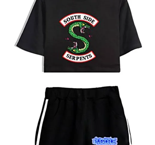 ZIGJOY Snake TV Crop Top T-Shirt e Shorts Abbigliamento Completo per Ragazze e Donne S