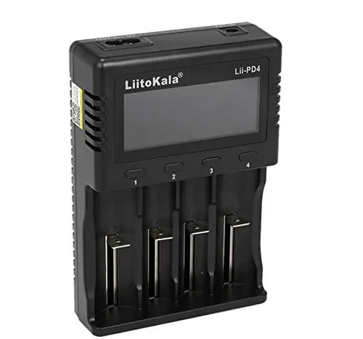 docooler LiitoKala LII-PD4 Caricabatterie Intelligente Caricabatterie Intelligente con 4 S...