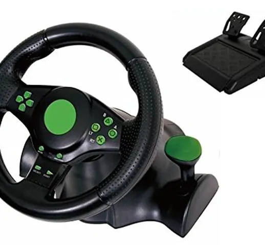 Kabalo Gaming Vibration Racing Steering Wheel (23cm) and Pedals for XBOX 360 PS3 PC USB [R...