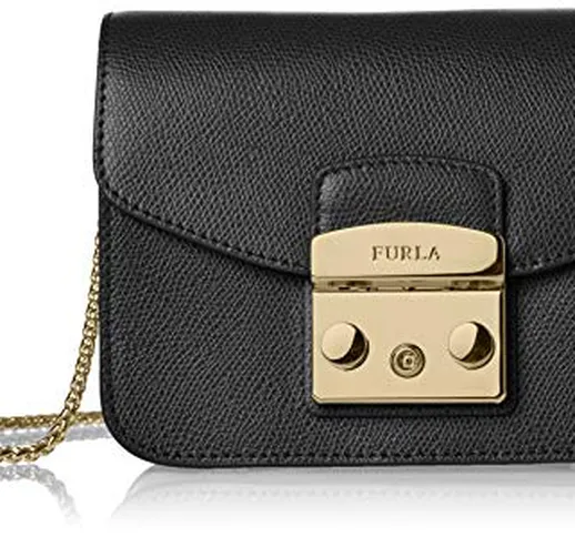 FURLA Metropolis Mini Crossbody, Borsa Donna, Nero (Onyx), 17x14x7 cm (B x H x T)