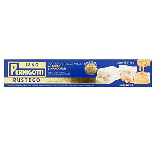 Pernigotti, Torrone Rustego Gold, Senza Glucosio e Fruttosio, con Extra Miele e Mandorle,...