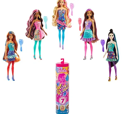 Barbie - Bambola Color Reveal con 7 Sorprese Linea Party, Giocattolo per Bambini 3+Anni, G...