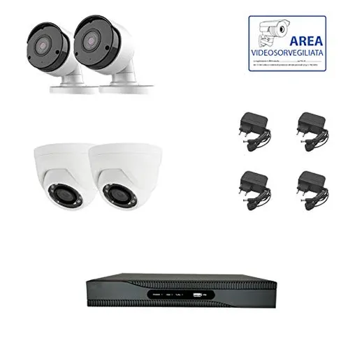 KIT VIDEOSORVEGLIANZA AHD 1080P 4 TELECAMERE AHD 2 MPX XDVR CLOUD