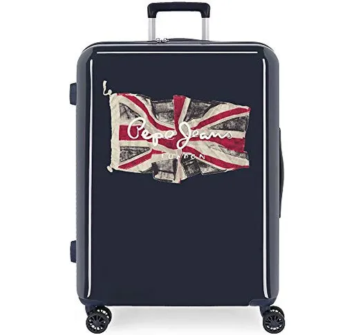 Pepe Jeans Flag Valigia media Azzurro 48x70x26 cms Rigida ABS Chiusura TSA 81L 4,2Kgs 4 Ru...