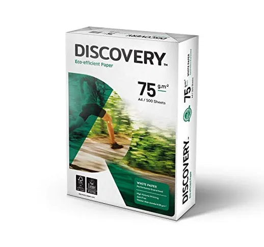 Discovery Carta Eco-Efficiente a Ottima Macinabilità, Grammatura da 70 g/mq a 75 g/mq, Bia...