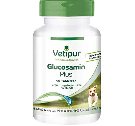 Vetipur Glucosamin Plus - 90 compresse per cani - Combinazione di glucosamina, condroitina...