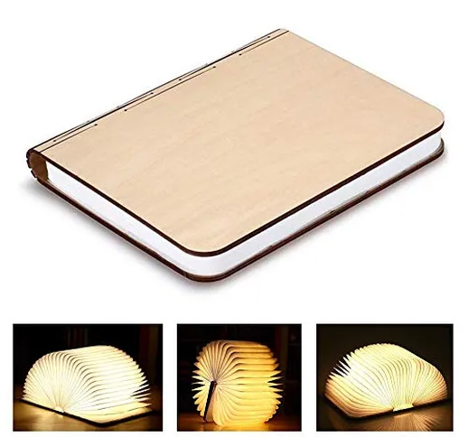 Pieghevole legno Lampade Libro, USB Ricaricabile in LED Luce Notturna, Luci Booklight Deco...