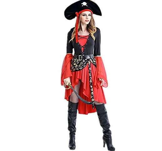Sairain Ladies Fancy Dress Pirate Costume Halloween Fancy Dress Dress Corsara, Abito Cintu...