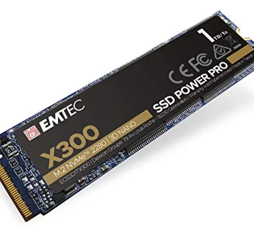 Emtec ECSSD1TX300 - Disco SSD interno 3.0 NVMe, collezione X300 Power Pro, 3D Nand, 1 TB