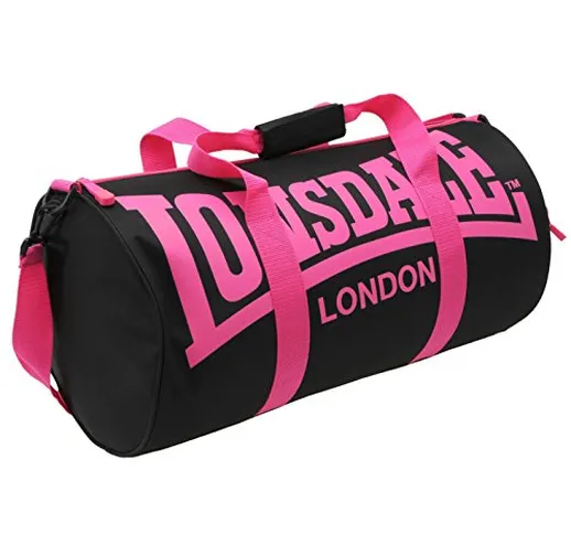 Lonsdale – Borsone tubolare da palestra e fitness Nero Black/pink taglia unica