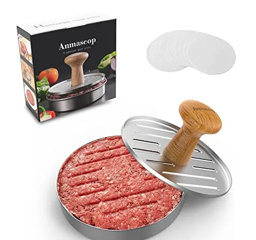 Anmascop pressa per Hamburger, pressa per Hamburger con 100 Fogli di Carta da Forno, Macch...