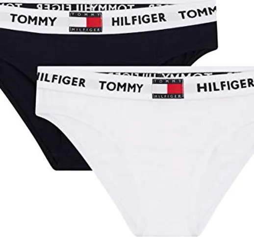 Tommy Hilfiger 2P Intimo in Stile Bikini, White/Desert Sky, 14-16 Bambina