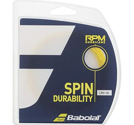 Babolat RPM Hurricane - Corda per racchette da tennis, 12 m, 1,30 mm, 16 G, colore: Giallo