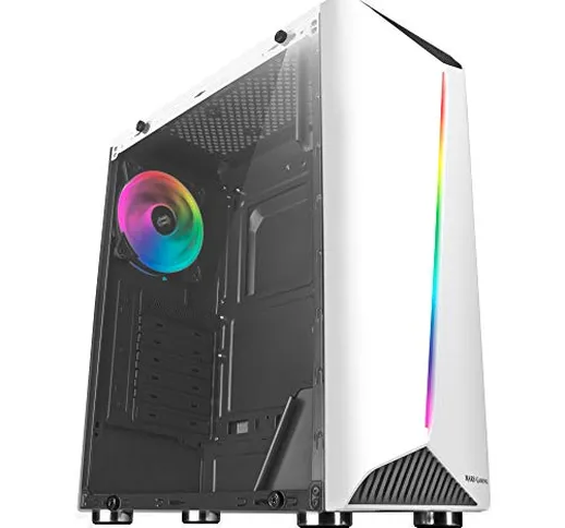 Mars Gaming MCX, custodia per PC ATX, vetro temperato, ventola DUAL RGB, bianco
