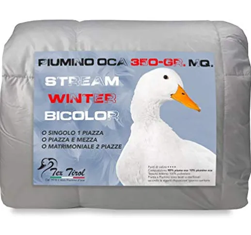 tex family Piumino Oca Stream 350 GR. 90% Piuma Oca 10% Piumino Oca Bicolore - Singolo 1 P...