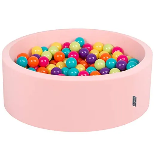 KiddyMoon 90X30cm/300 Palline ∅ 7CM Piscina di Palline Colorate per Bambini Tondo Fabbrica...