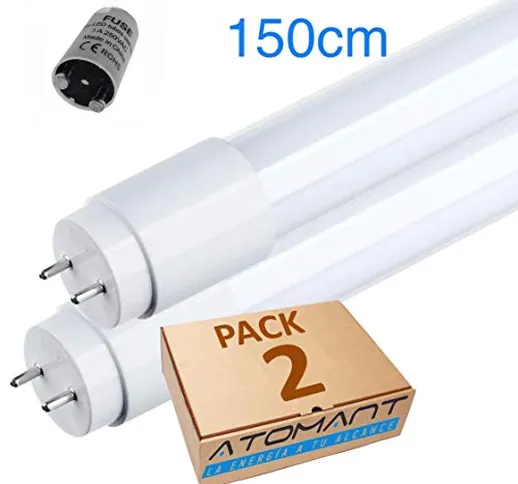 Atomant - Set di 2 LED da 150 cm, colore bianco freddo (6500 K), standard T8 G13-24 W (48...